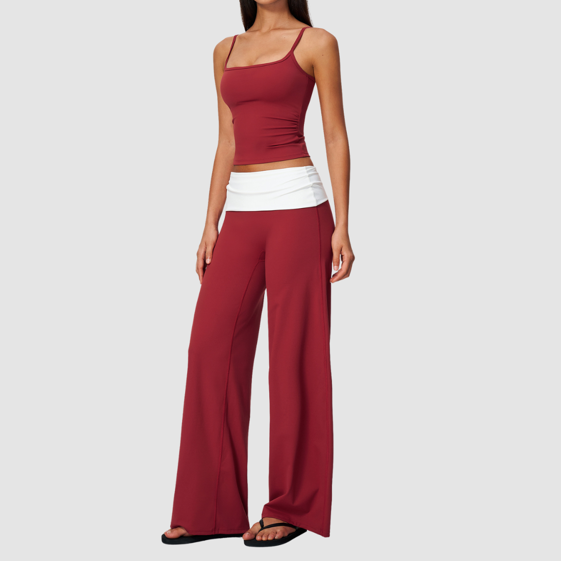 Wholesale Women’s Padded Strap Tank & Wide-Leg Yoga Pants Set