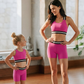 Wholesale Women's & Kids' Matching Yoga Set – Quick-Dry Sports Bra & Shorts Mother-Daughter