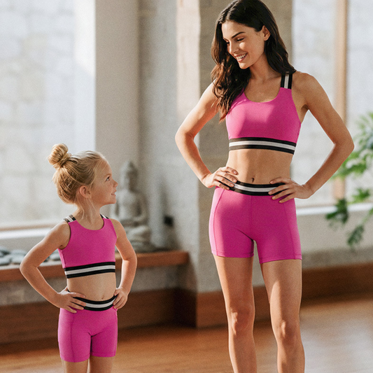 Wholesale Women's & Kids' Matching Yoga Set – Quick-Dry Sports Bra & Shorts Mother-Daughter
