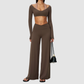 Wholesale Women's Long-Sleeve Top+Wide-Leg Fitness Pants Yoga Set