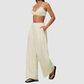 Wholesale Women's Brushed Cross-Back Bra & Wide-Leg Pants Yoga Set