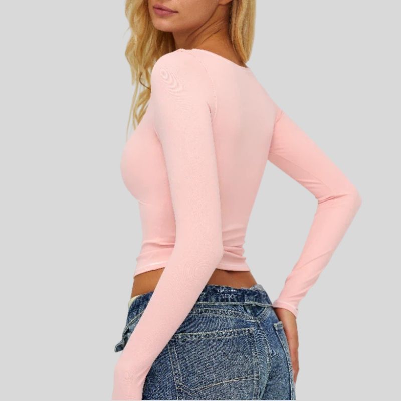 Color-blocked long-sleeved sports top