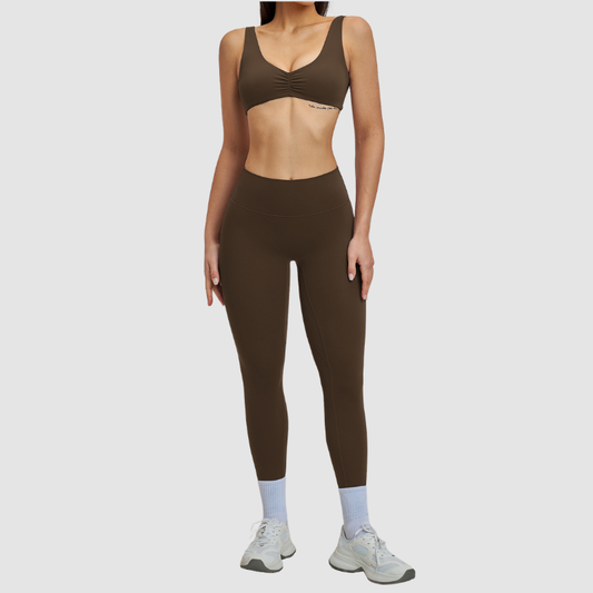 Wholesale Women's Brushed Halter Neck Backless Sports Bra + High-Waist Leggings Set – Yoga Fitness Activewear