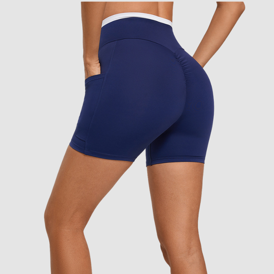 Wholesale Color-Block High-Waisted Cross-Waistband Shorts | Wonderxfans bulk activewear