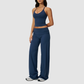 Wholesale Breathable Tank Top& Fold-up High Waist Flare Leggings Set