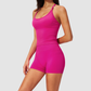 Wholesale Women's Seamless Yoga Set – Open-Back Vest and High-Waist Shorts