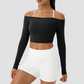 Women's Off-Shoulder Long Sleeve Yoga Top Quick-Dry Top