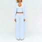 Stand collar zipper jacket +V-neck backless tank top + high-waisted loose wide-leg pants 3-piece set