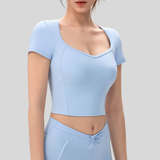 Wholesale women's yoga t-shirt with pads | Wonderxfans bulk activewear