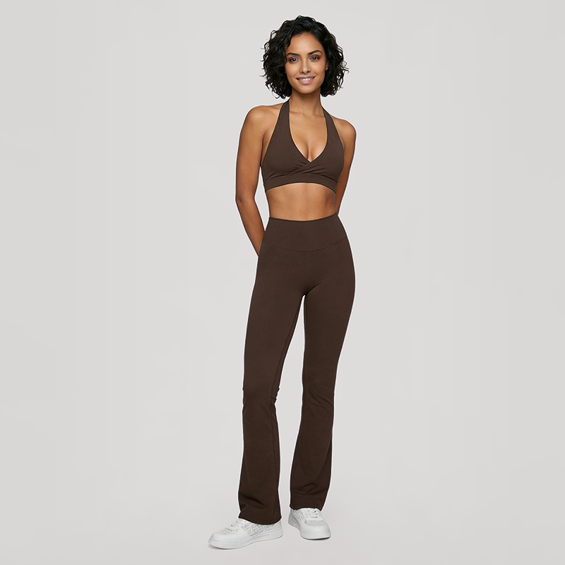 Deep V halter neck bra + high waisted pant 2-piece set