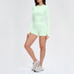 Wholesale solid color long-sleeved top + shorts