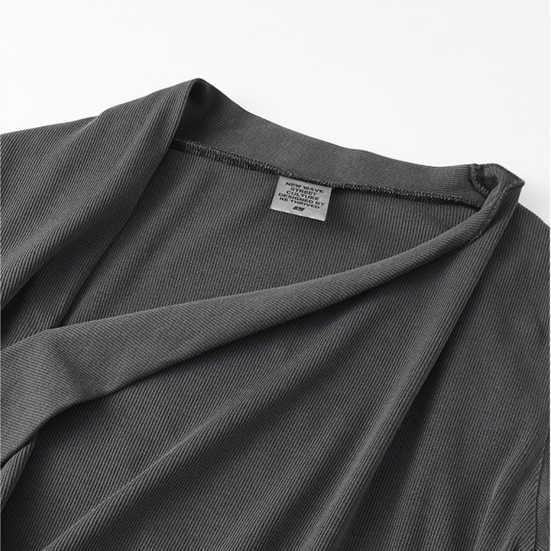 Wholesale Women’s Asymmetric Neck Streetwear Top & Shoulder Wrap – Washed Long Sleeve
