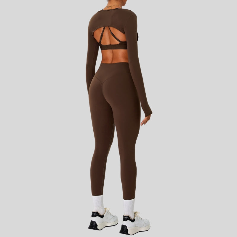 Naked Feel Sports Bra+long sleeve jacket+Legging 3-Piece Set
