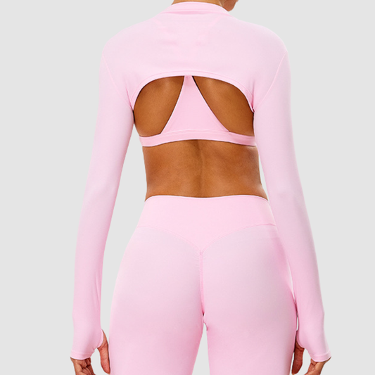 Wholesale Naked-Feel Half-High Collar Long-Sleeve Yoga Shrug – Cutout Sports Cardigan Coverup