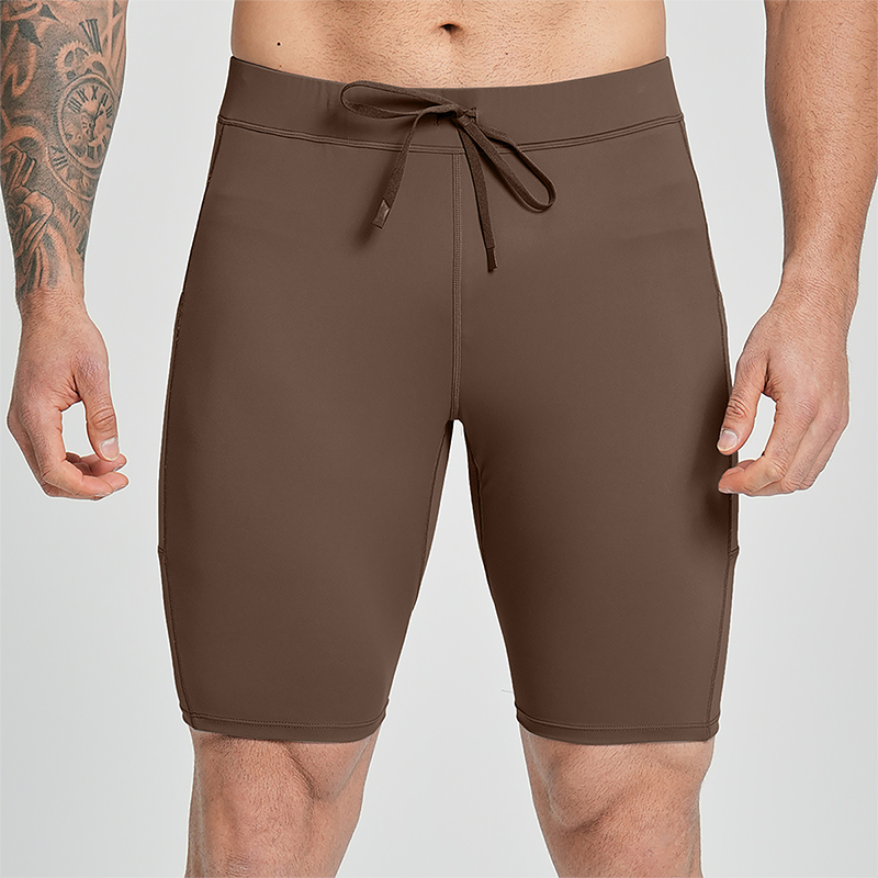 Wholesale Men's High-Waist Compression Shorts – Tummy Control Double-Layer Gym Shorts