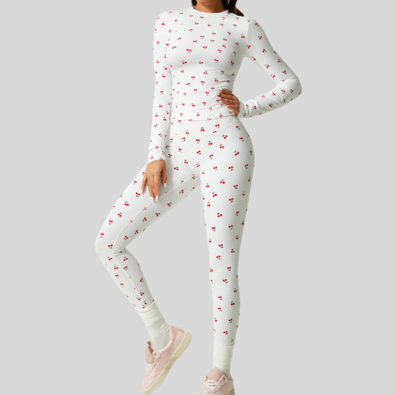 Long-Sleeve Slim Fit Tee+High-waisted leggings 2-piece set
