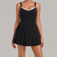 Wholesale Women's Colorblock Open-Back Tennis Dress – Anti-Exposure Pleated Yoga Skirt with Pockets