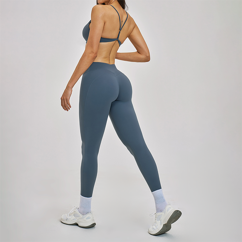 Wholesale Hanging neck bra+tight yoga legging 2-piece set