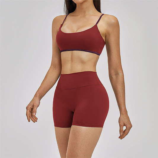 Naked and beautiful back bra+high waisted shorts 2-piece set