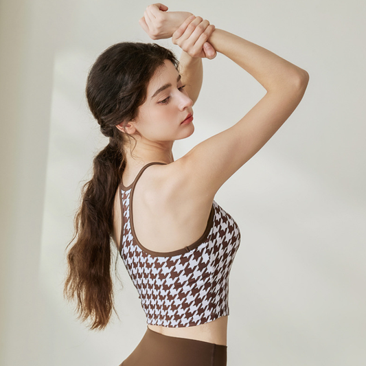 Wholesale Women's Halter Neck Printed Yoga Bra Top with Racerback