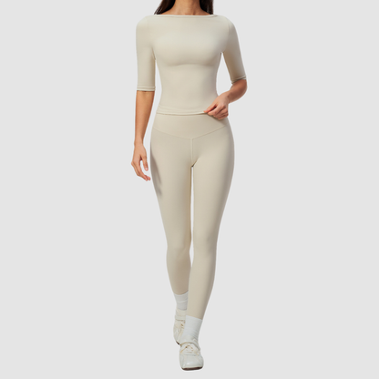 Wholesale Women’s Mid-Sleeve Top & High-Waist Leggings Yoga Set