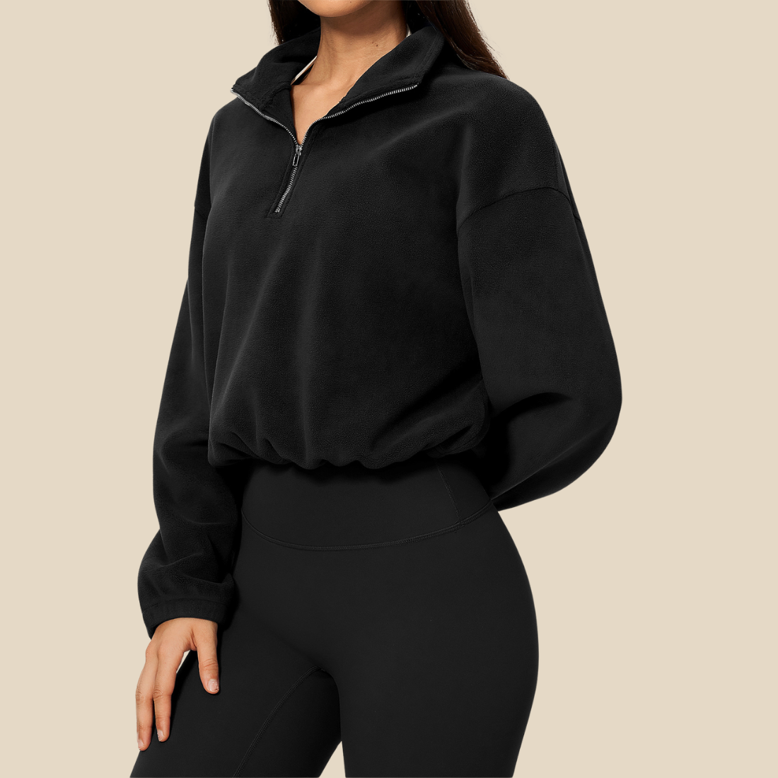 Wholesale Women's Activewear Fleece-Lined Stand-Collar Half-Zip Sweatshirt