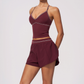 Wholesale Women's Brushed Yoga Set: Halter V-Neck Bra & Shorts – Colorblock Quick-Dry