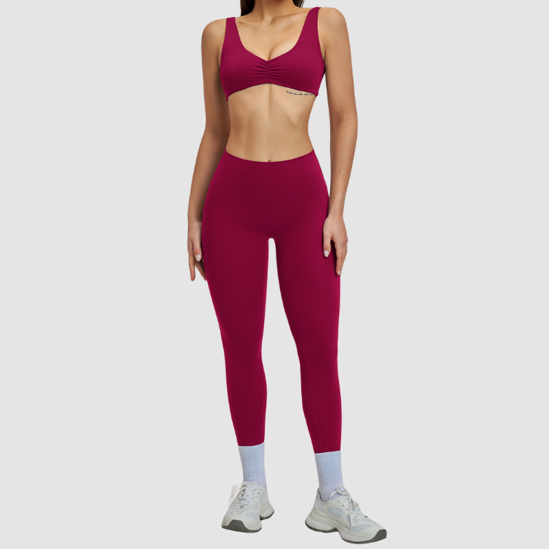 Wholesale Women's Brushed Halter Neck Backless Sports Bra + High-Waist Leggings Set – Yoga Fitness Activewear