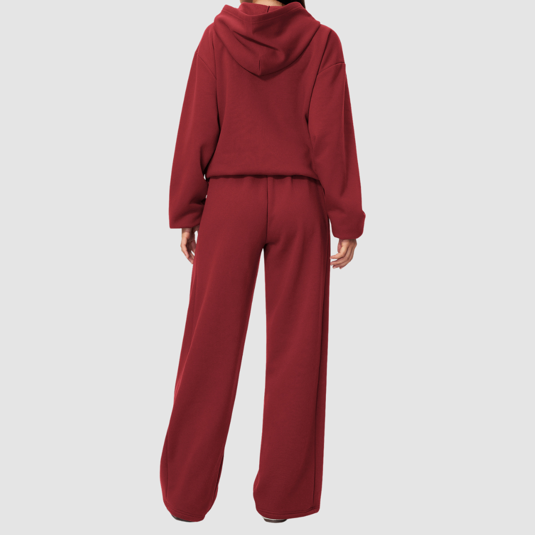 Wholesale Women's Warm Fleece-Lined Hooded Sweatshirt & Sweatpants Set