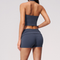 Wholesale Women's Cross-Back Halter Sports Bra and Shorts Set – Brushed Yoga Set