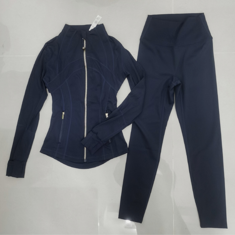 Gold Reißverschluss schlampig nackt laufende Fitnessständer Kragen Sportjacke Set