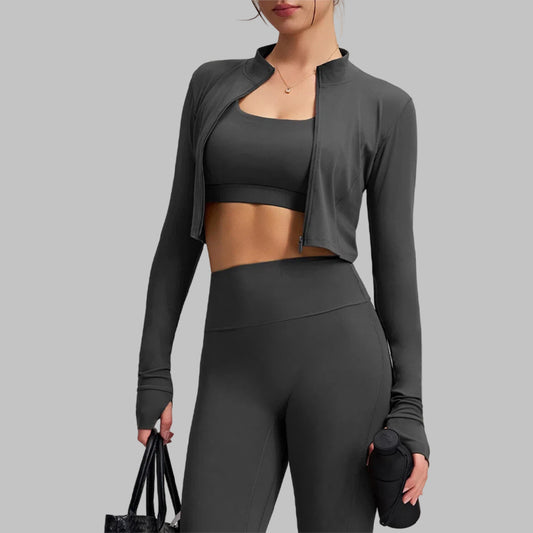 Wholesale Cropped Thumbhole Jacket & Square | Wonderxfans bulk activewear