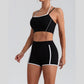 Faux two-piece bra + tight shorts 2-piece set