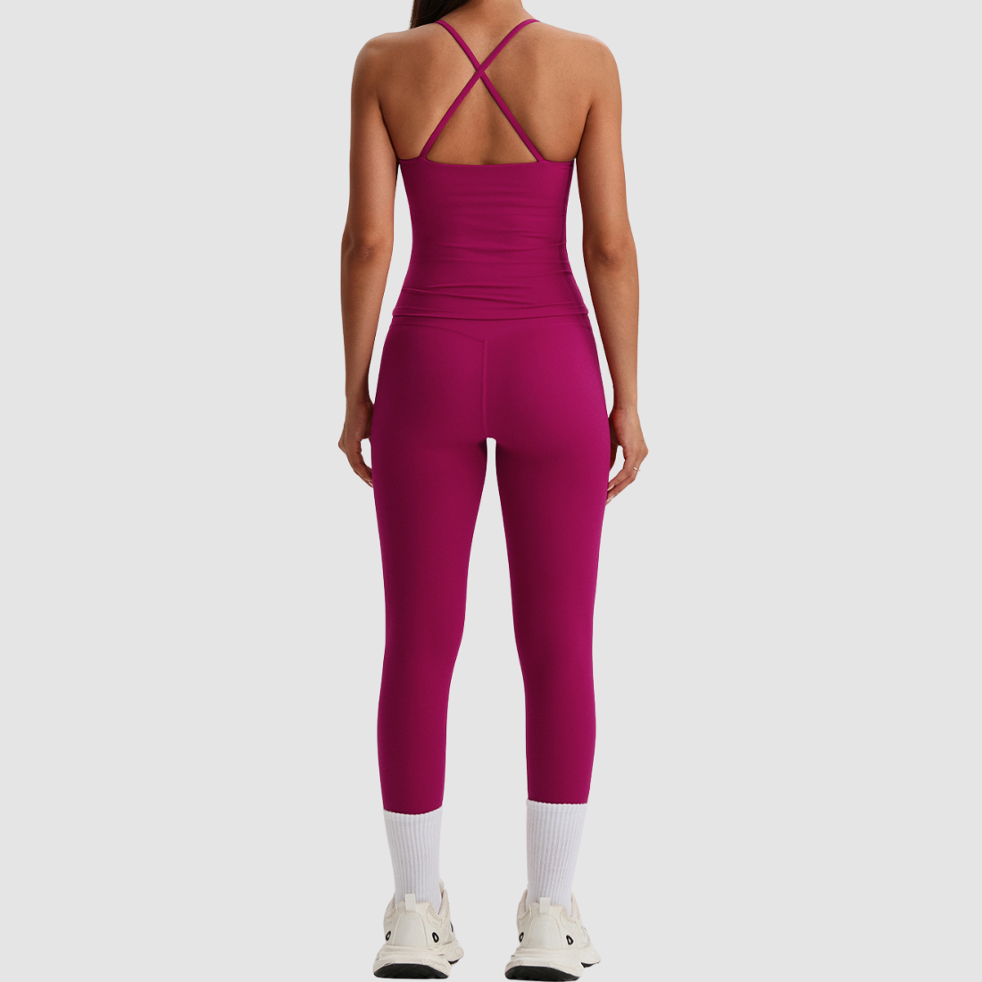 Women's Activewear Padded Sleeveless Top & Straight-Leg Pants Yoga Set