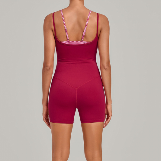Wholesale Women's Retro Print Faux Two-Piece Yoga Unitard