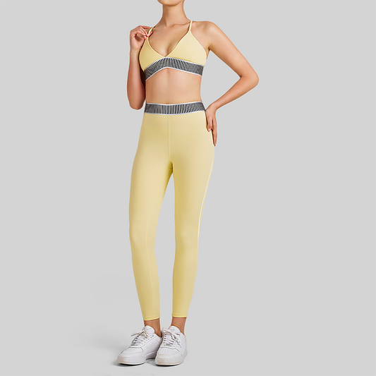 Wholesale Women's Cross-Back Sports Bra & High-Waist Leggings Set – Tummy Control Yoga Set
