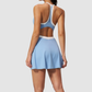 Wholesale Women's Open-Back Yoga Dress – Seam-Detail Naked-Feel Sports Fitness Dress