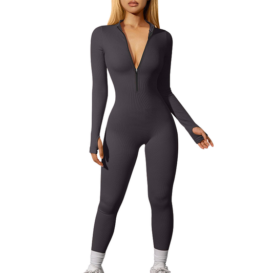 Wholesale Women's ribbed long-sleeve zip-up casual | Wonderxfans bulk activewear