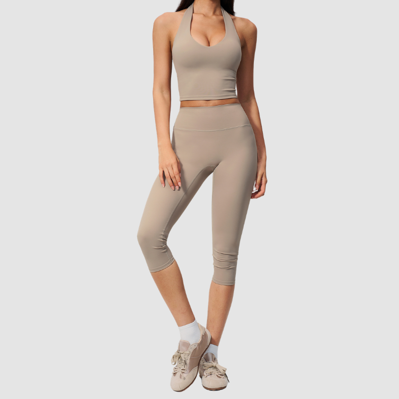 Wholesale Women's Sports Bra and Mid-Length Shorts Set – Brushed Peach-Lift Yoga Set