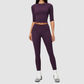 Wholesale Women's 3/4 Sleeve Crop Top & Full-Length Leggings Set – Seamless Yoga Activewear