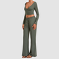 Wholesale Women’s Tie-Front Zip Yoga Cover-Up & Straight-Leg Pants Set