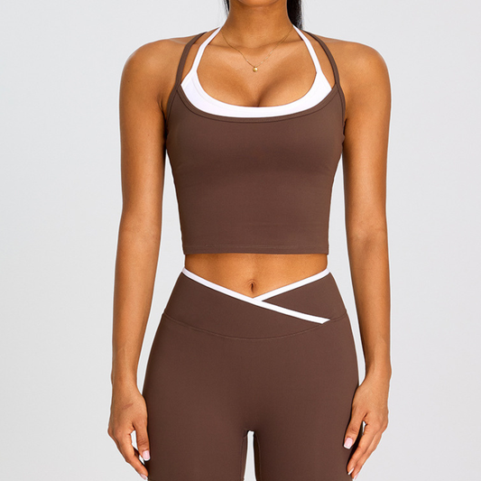 Wholesale Women's Color Block Cross-Back Sports Bra Vest– Naked Feel Yoga Gym Fitness Activewear