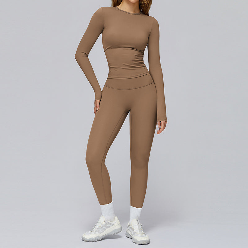 Pinsel Long Sleeve Sport Top & High Taille Fitness Leggings 2 -teiliges Set