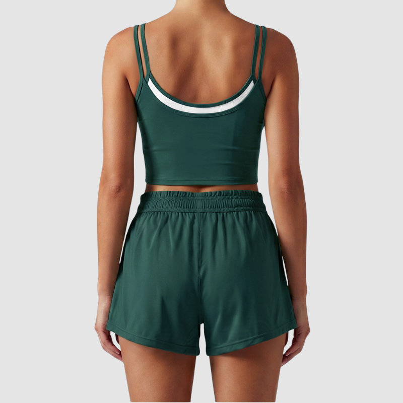 Wholesale Women's Spaghetti-Strap Sports Bra & Tennis Shorts Set – Barely-There Activewear