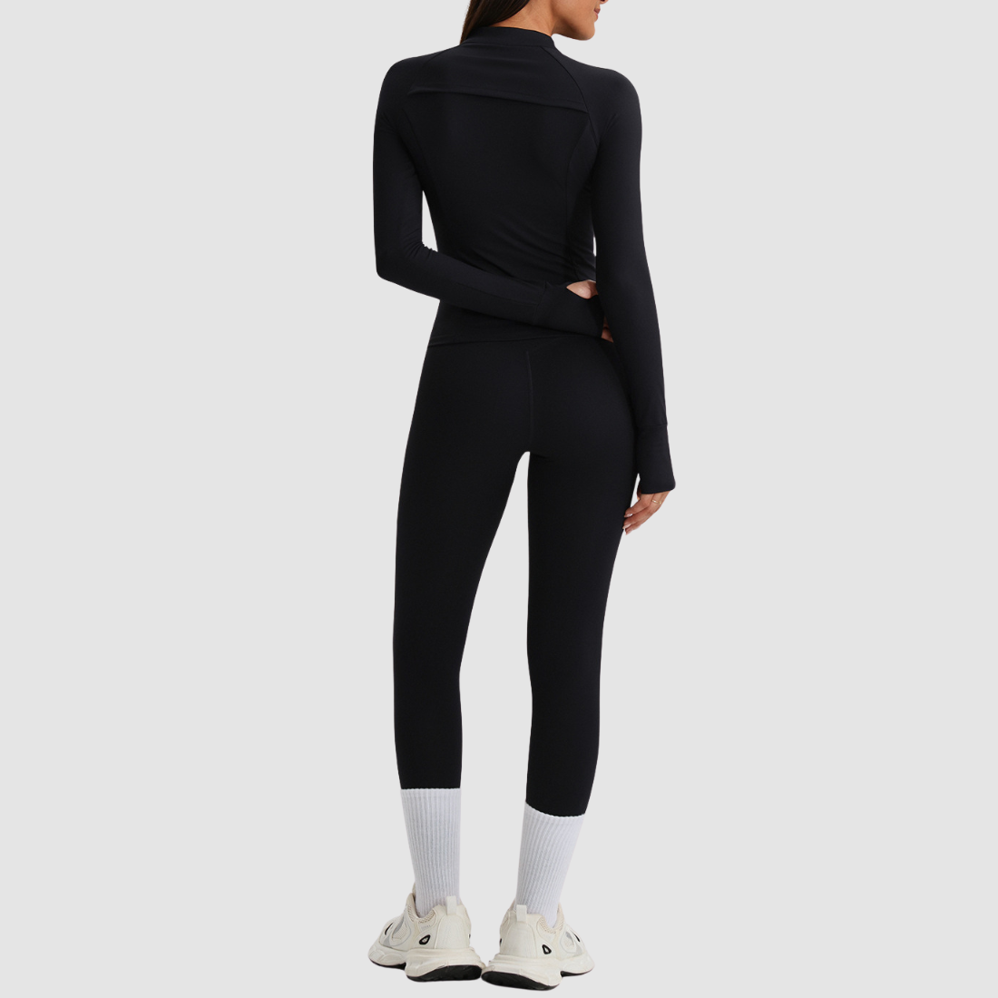 Women's Activewear Zip-up Long-Sleeve Jacket & Straight-Leg Pants Yoga Set