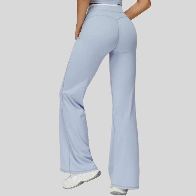 Contrast-colored sport slightly flared pants