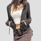Wholesale Women's American Style Cropped Zip-up Jacket – Vintage American style cropped Jacket