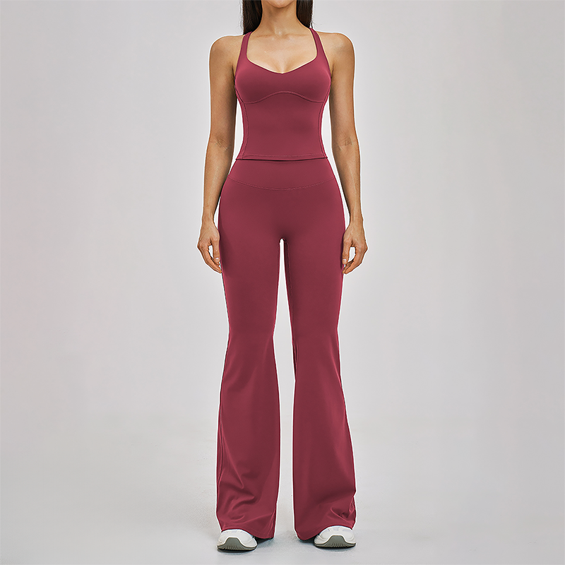 Wholesale Cross Back Tank Top+High Waist pant 2-piece Set