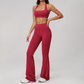 Halter Sports Bra + High-waisted Flared Leg pants 2-Piece Set