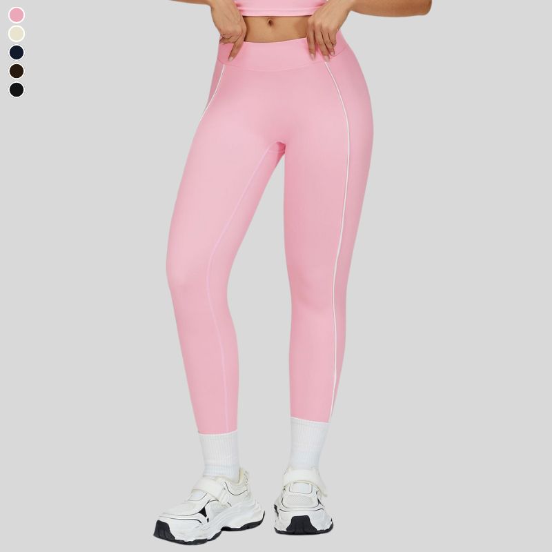 High-waisted contrasting color leggings